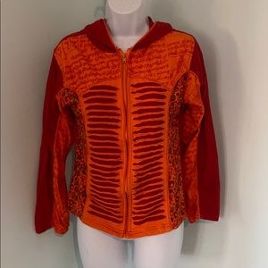 Small women’s hooded jacket hippy cool orange